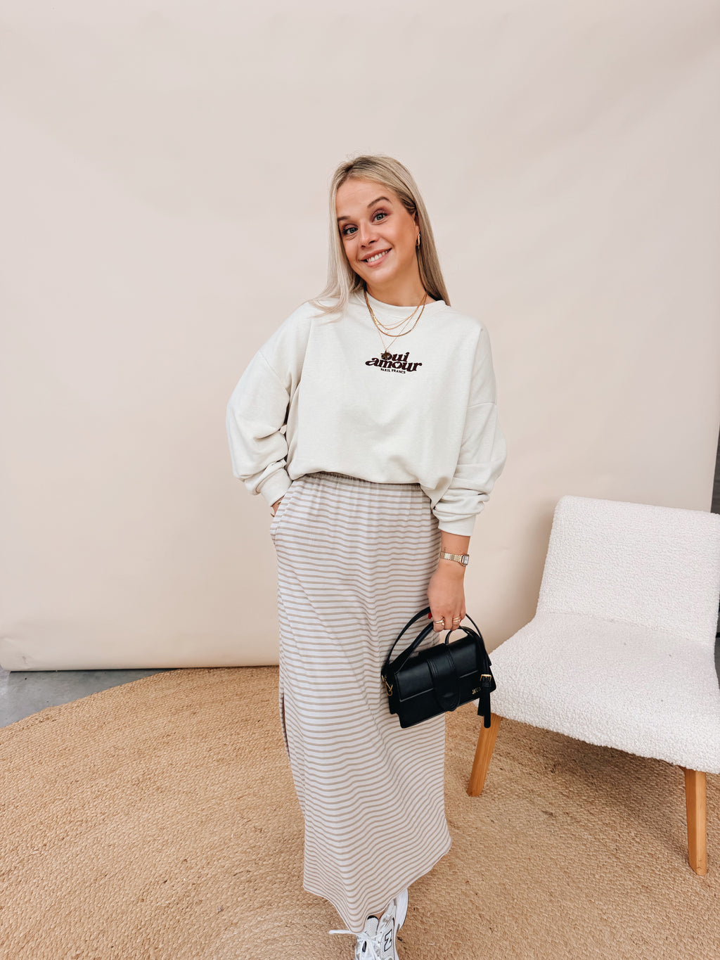 Sweatshirt Oui Amour Beige