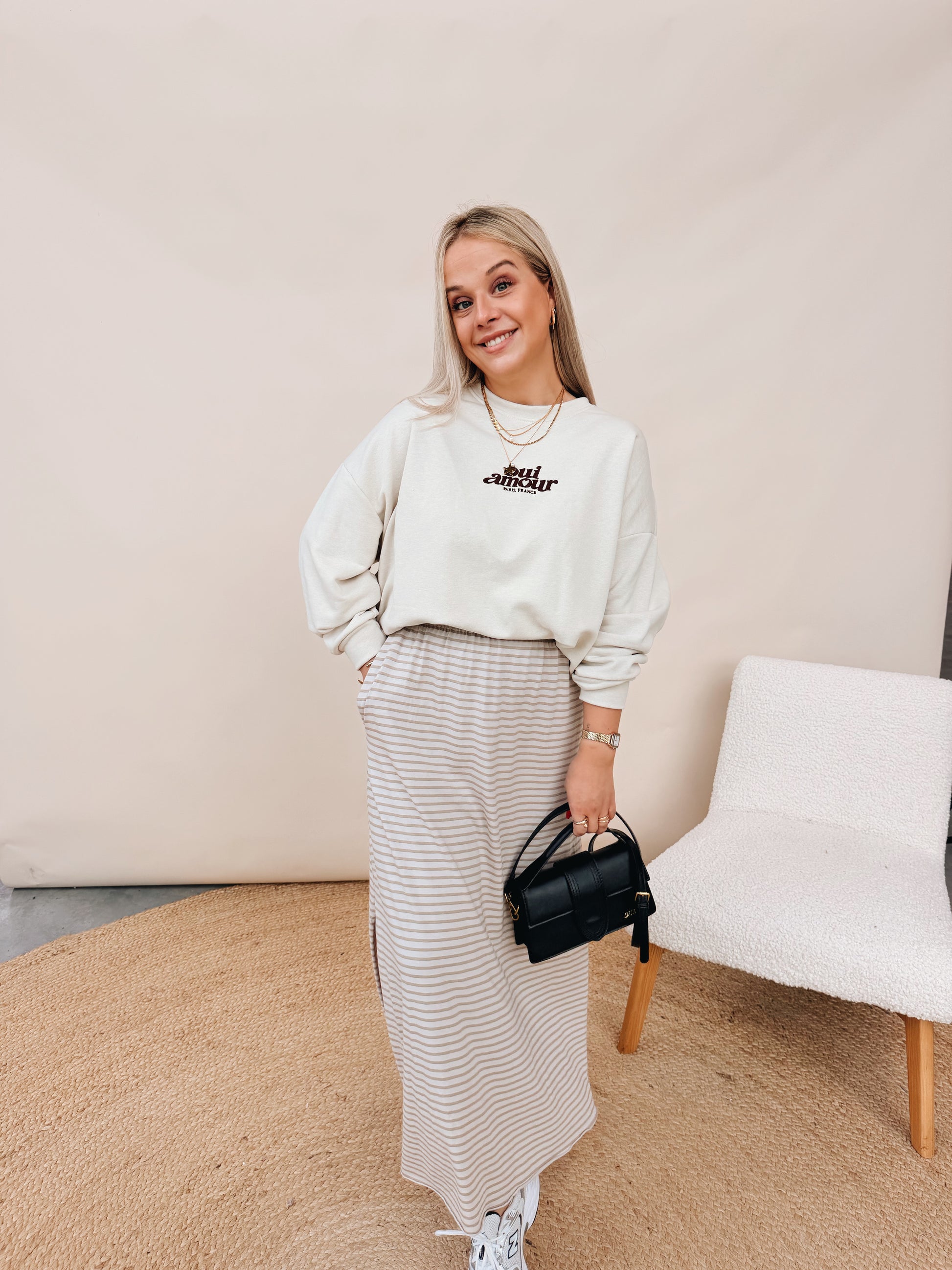 Sweatshirt Oui Amour Beige