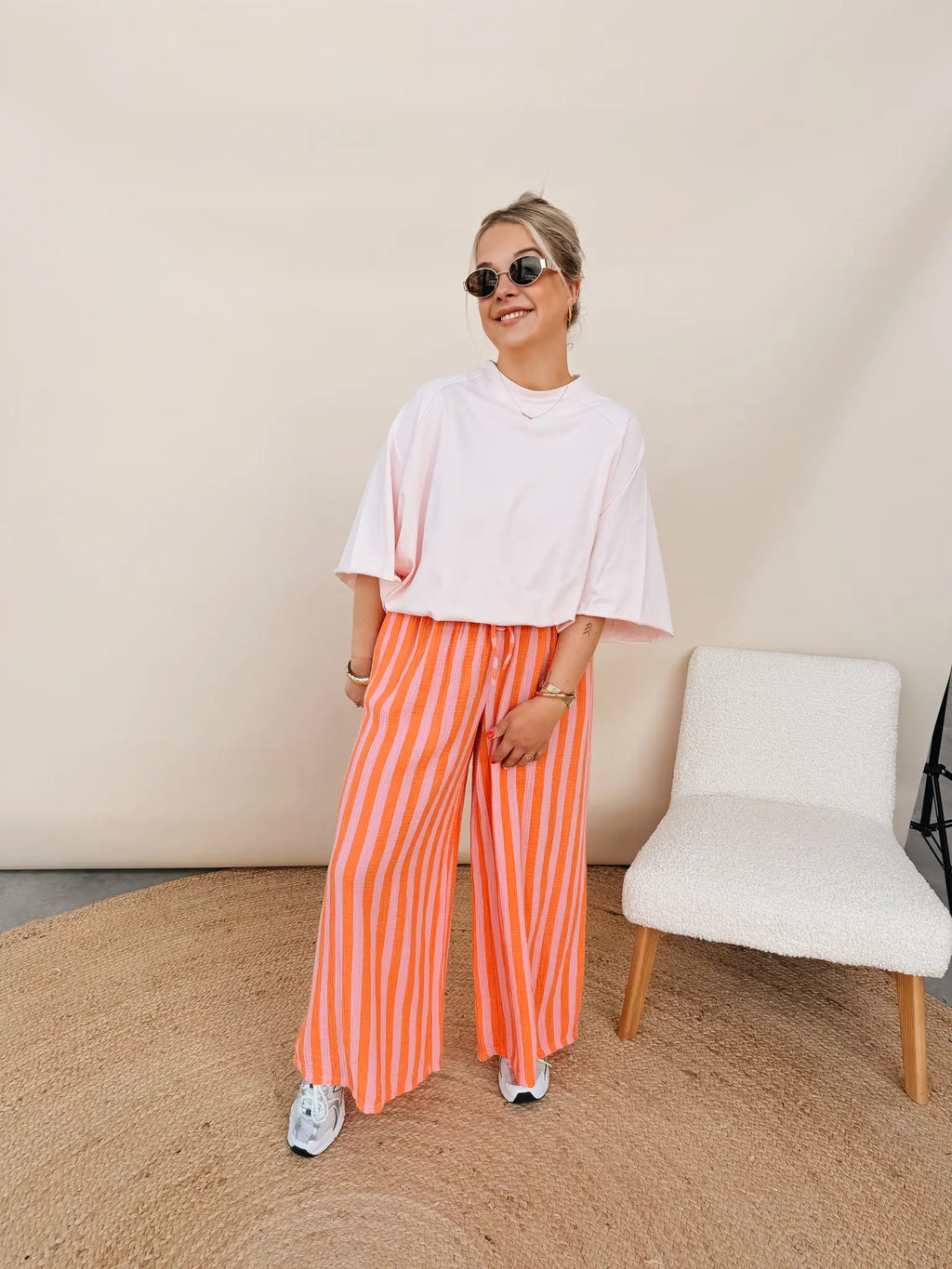Rosalie Striped Pantalon Oranje
