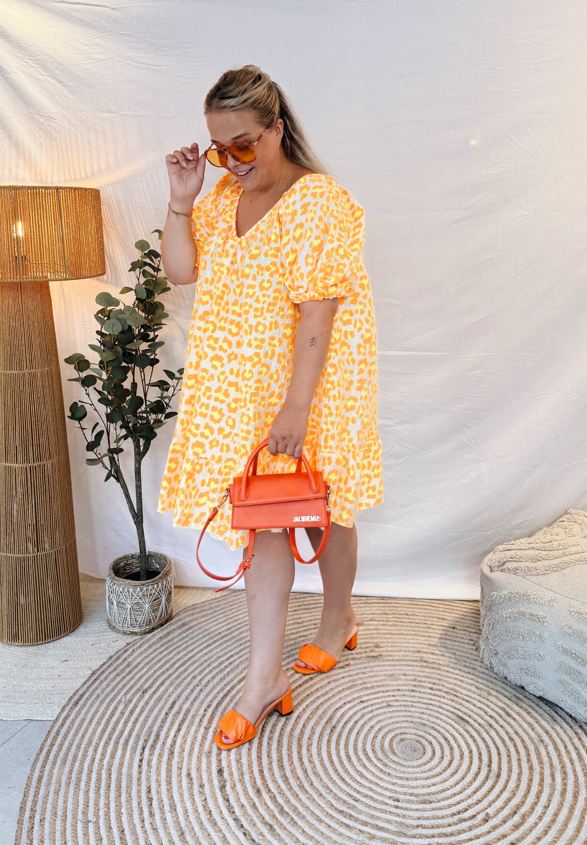 Renée Leopard Jurk Oranje/Geel
