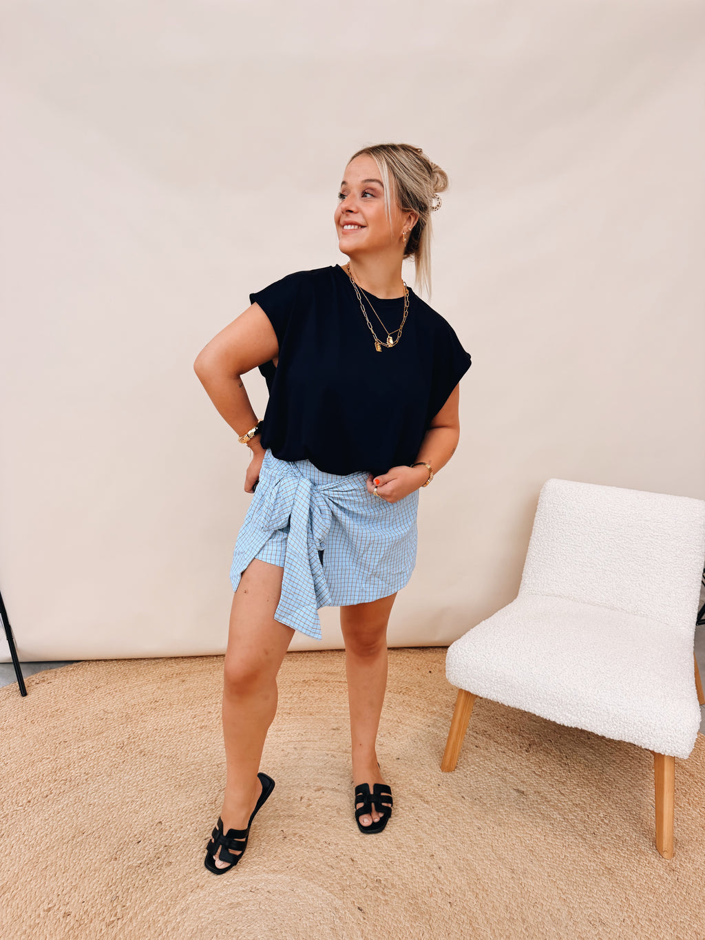 Linne Skort Blauw