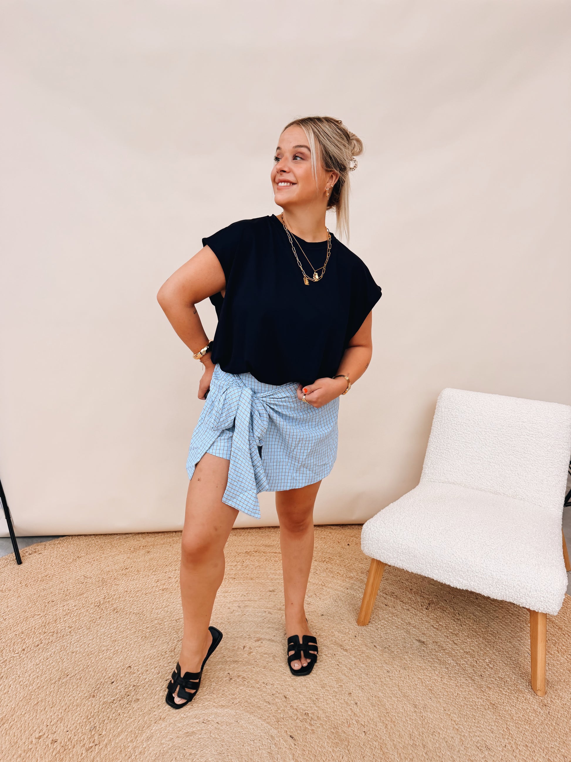 Linne Skort Blauw