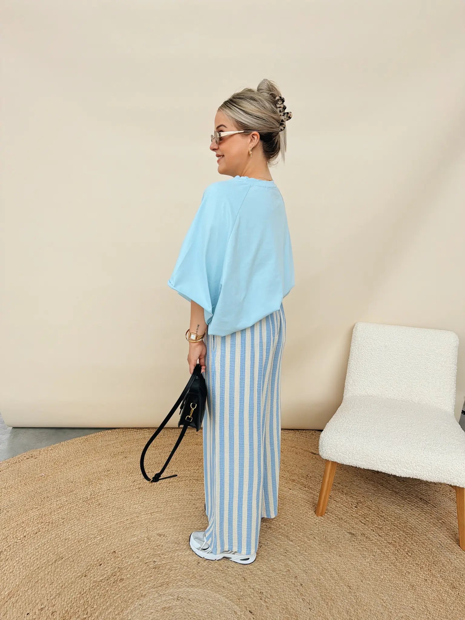 Rosalie Striped Pantalon Babyblauw