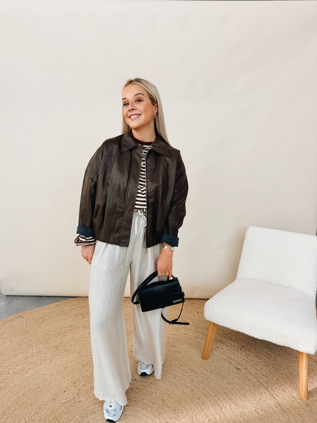 Nour Leather Jacket Choco