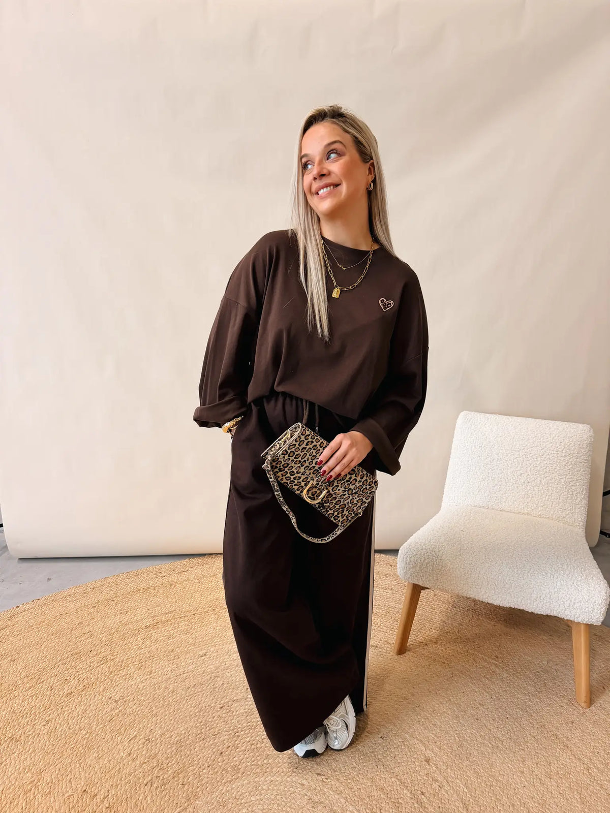 Lotte Striped Pantalon Choco