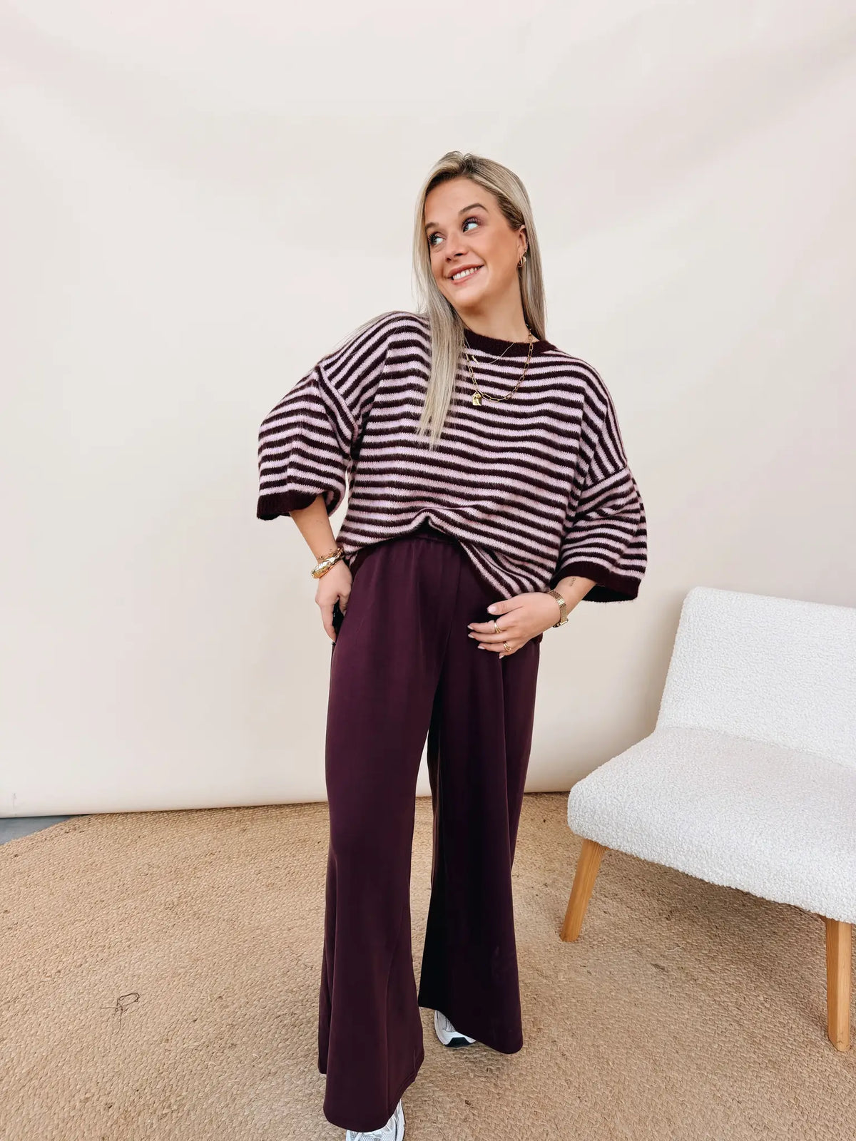 Alexandrine Knit Bordeaux/Rose