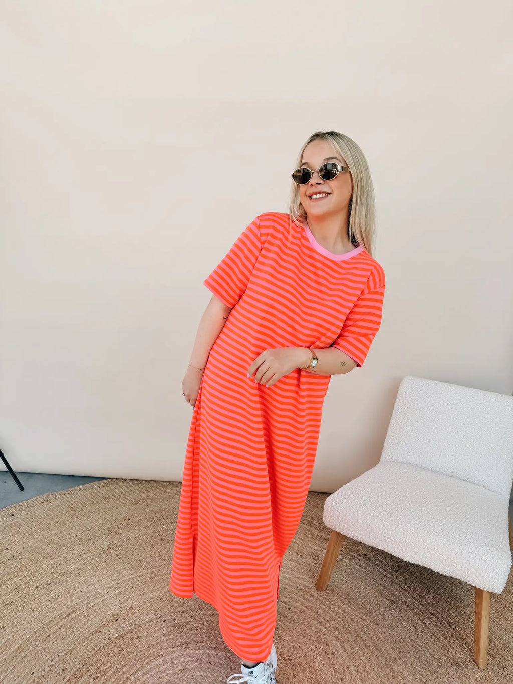Ines Striped Dress Oranje
