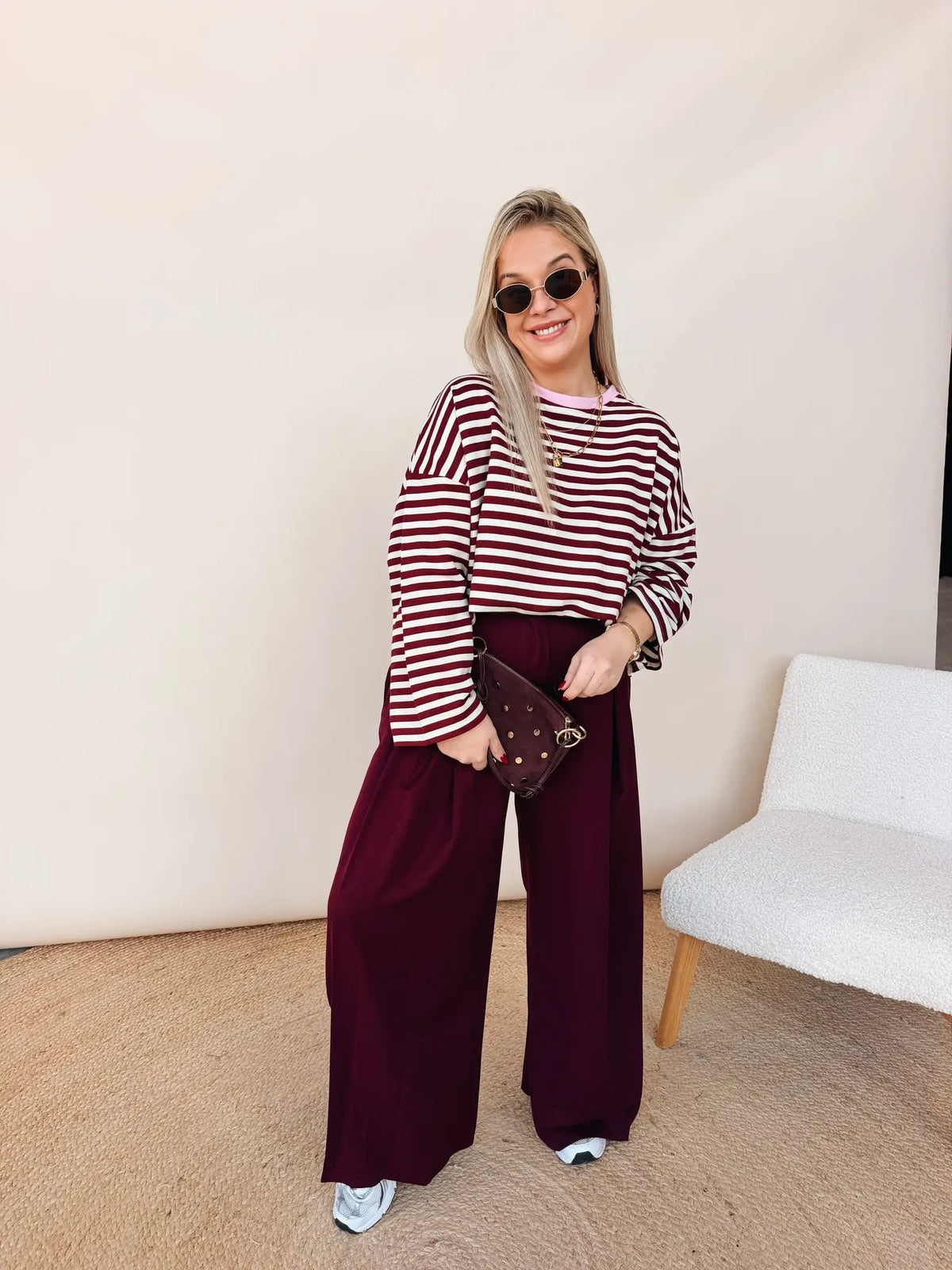 Isabelle Striped Shirt Bordeaux/Roos