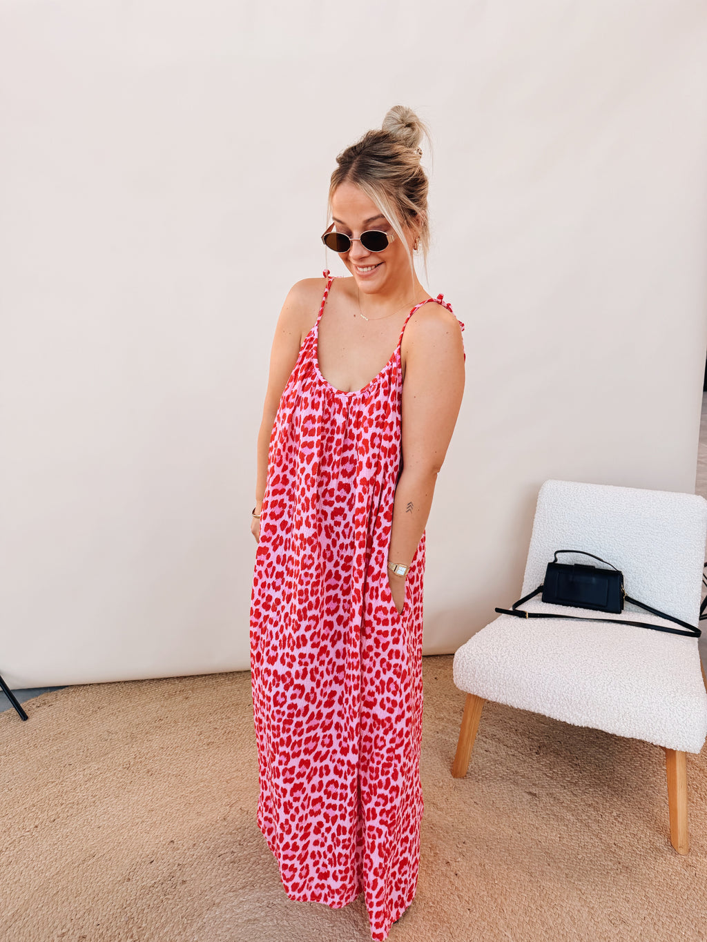 Roos Leopard Jurk Fuchsia