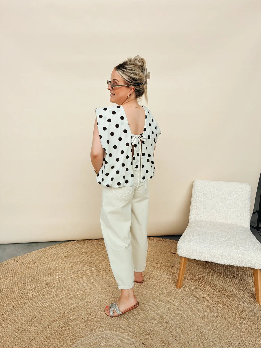 Sille Dot Top Ecru