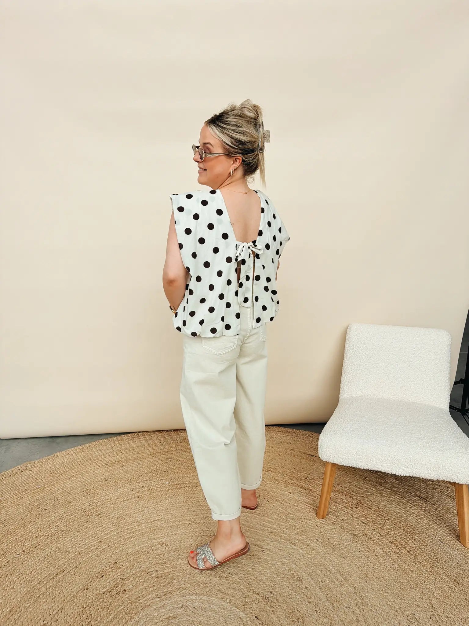 Sille Dot Top Ecru