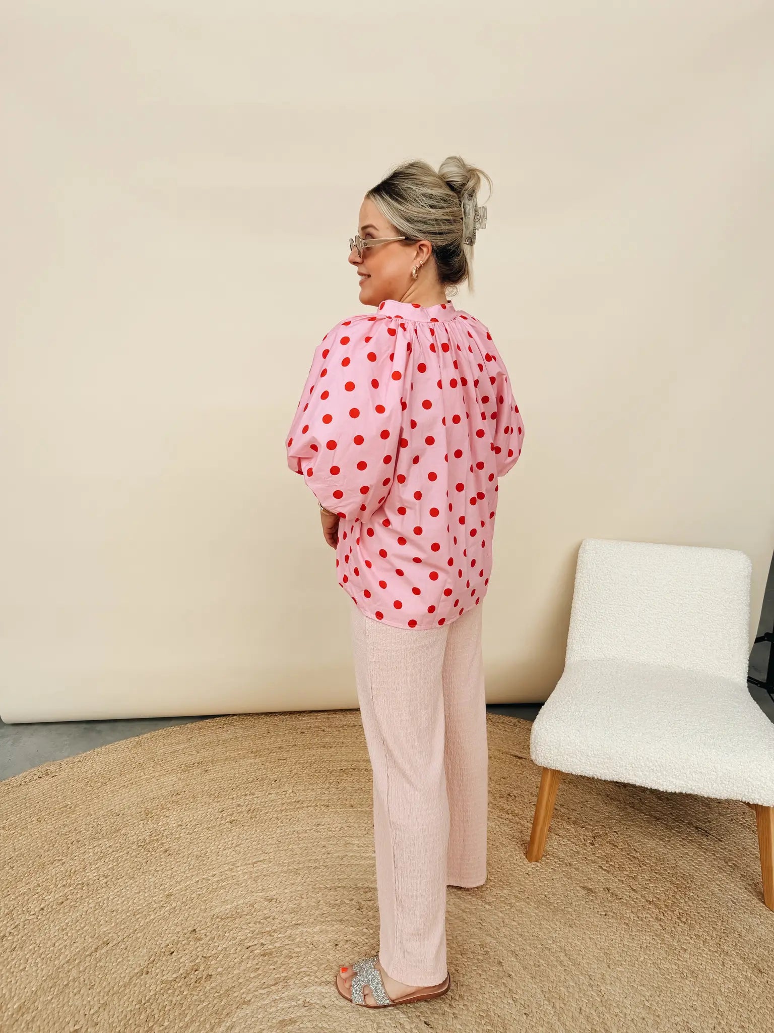 Leonie Dot Top Rose/Rood