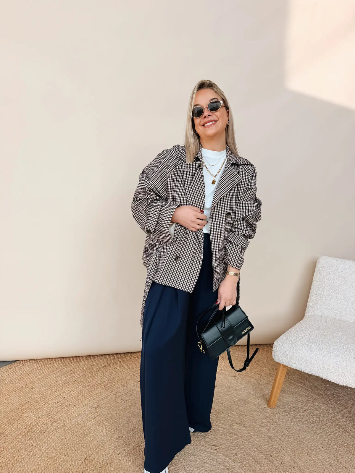Renée Checkered Jacket Navy