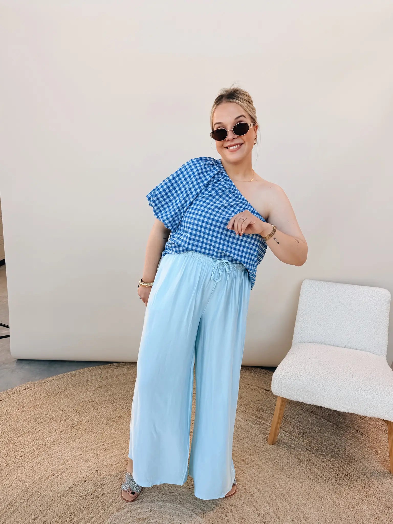 Marieke Off-Shoulder Top Kobaltblauw