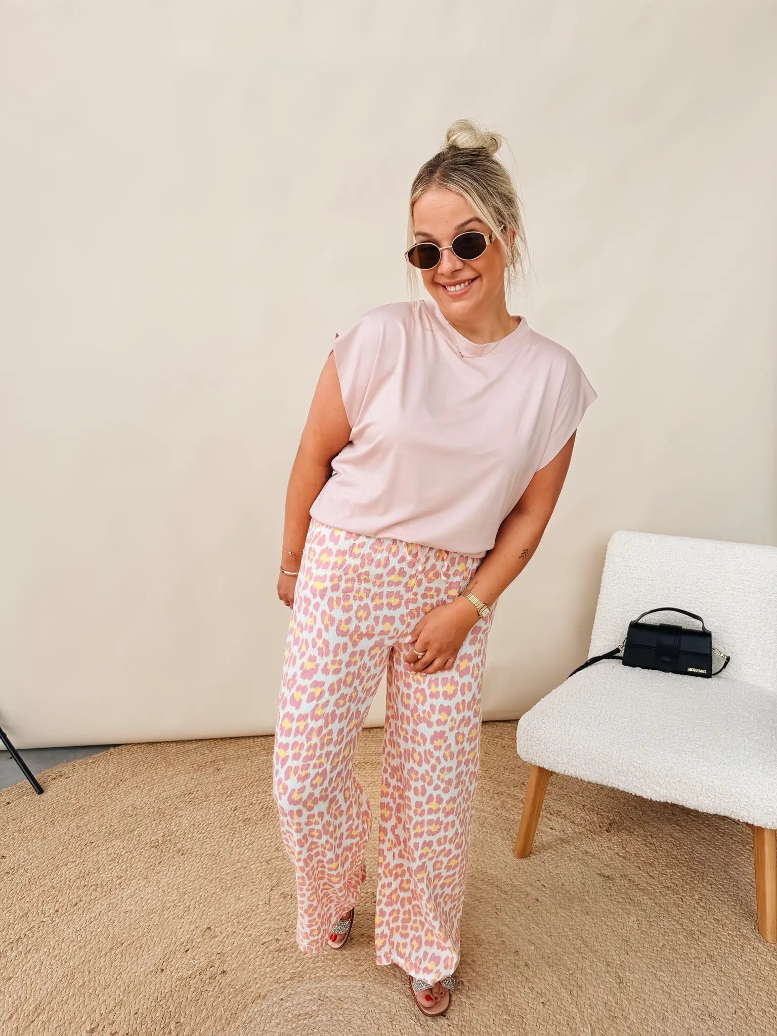 Odile Leopard Pantalon Rose