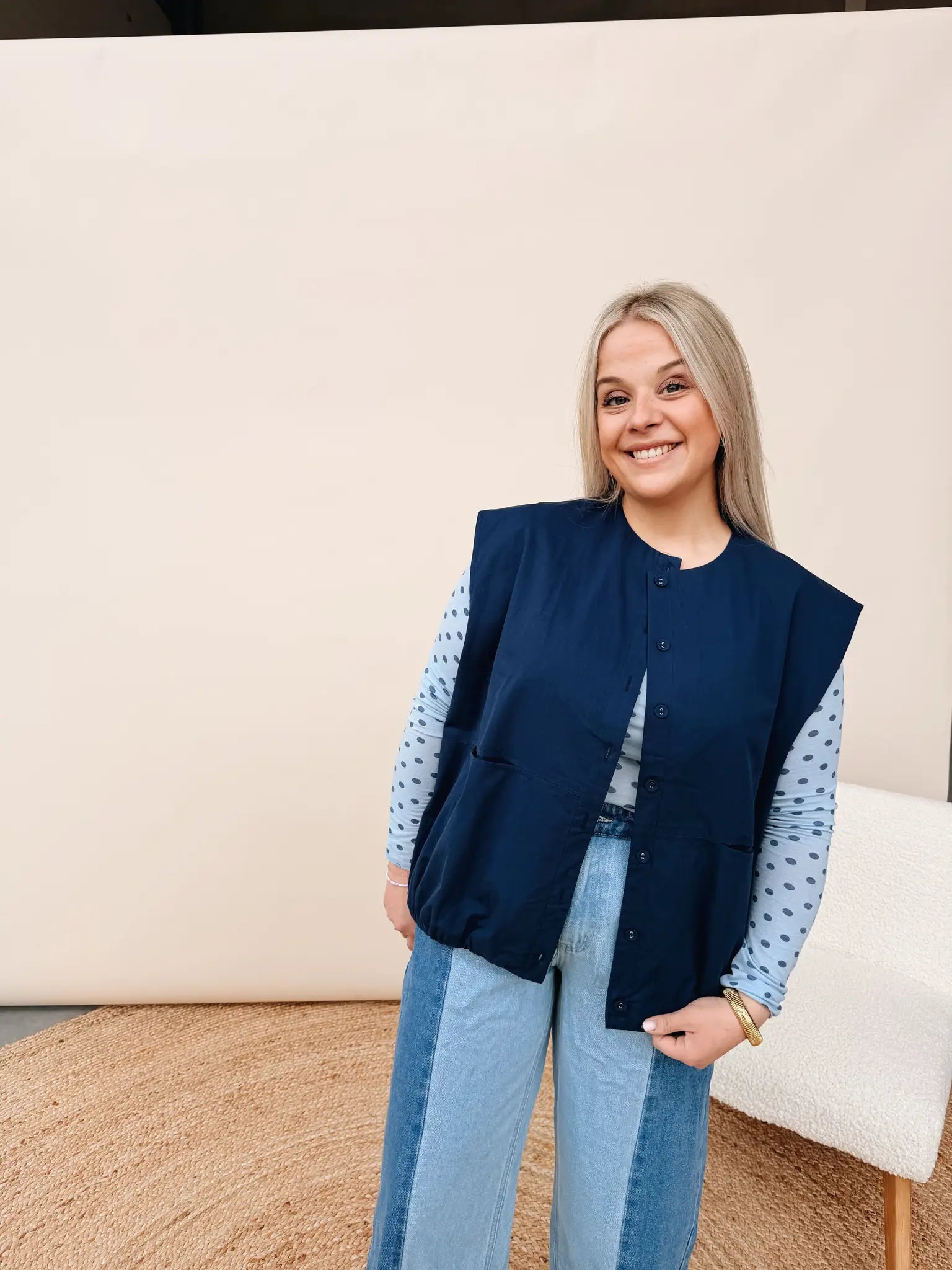 Annelotte Dot Top Babyblauw