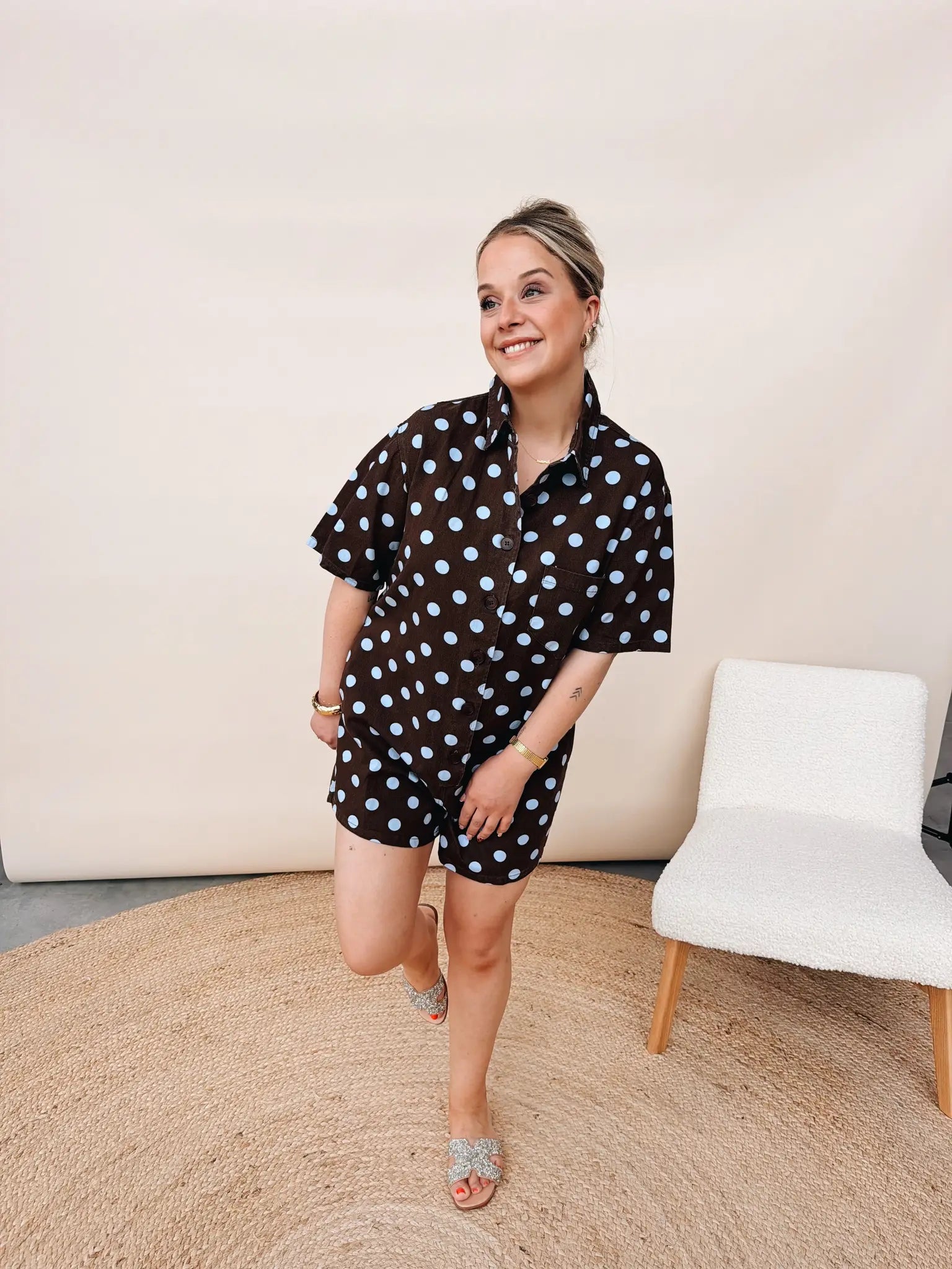 Livia Dot Playsuit Choco