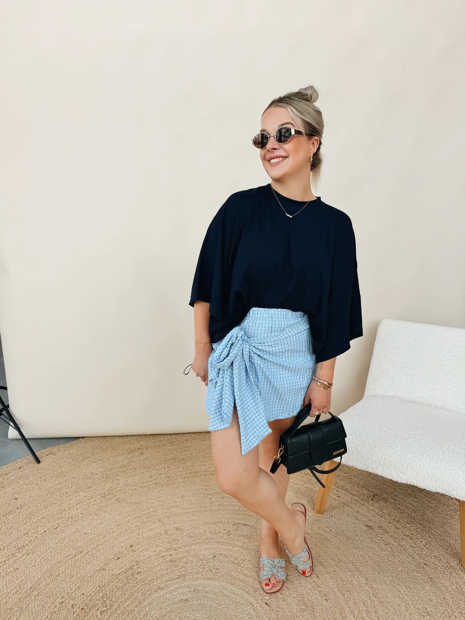 Linne Skort Blauw
