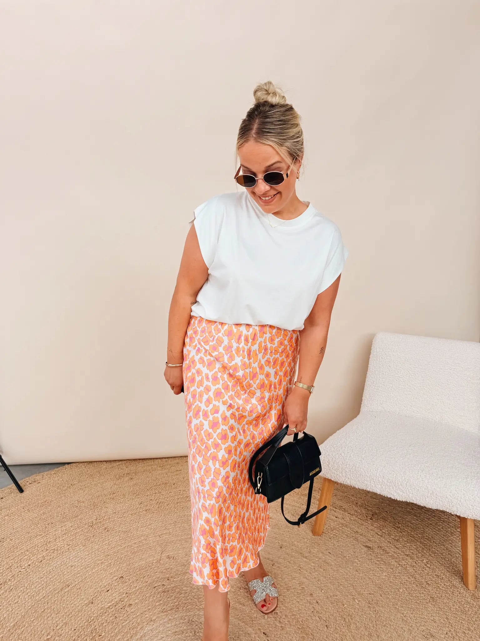 Viviane Leopard Rok Oranje
