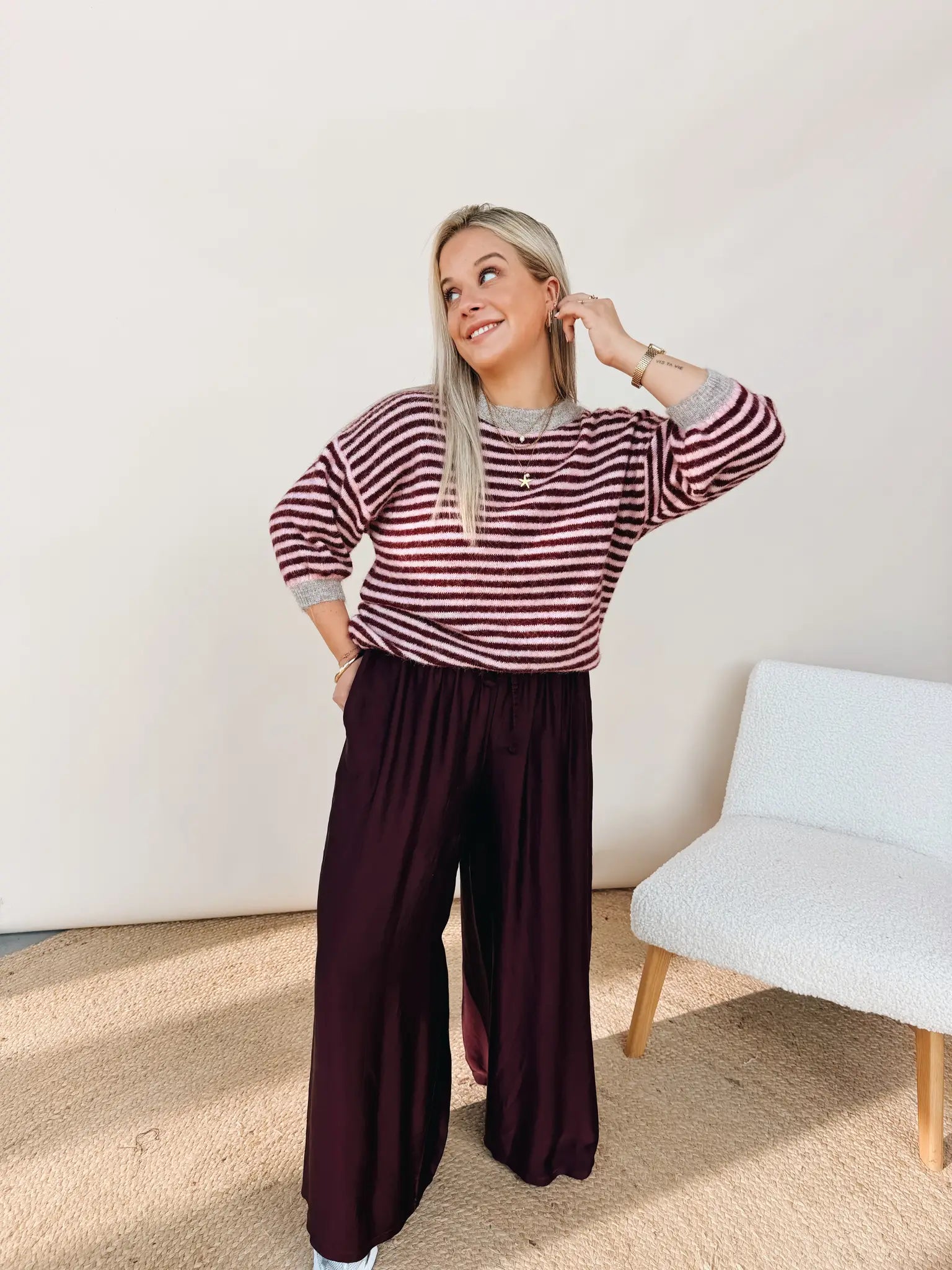 Flore Knit Bordeaux/Rose