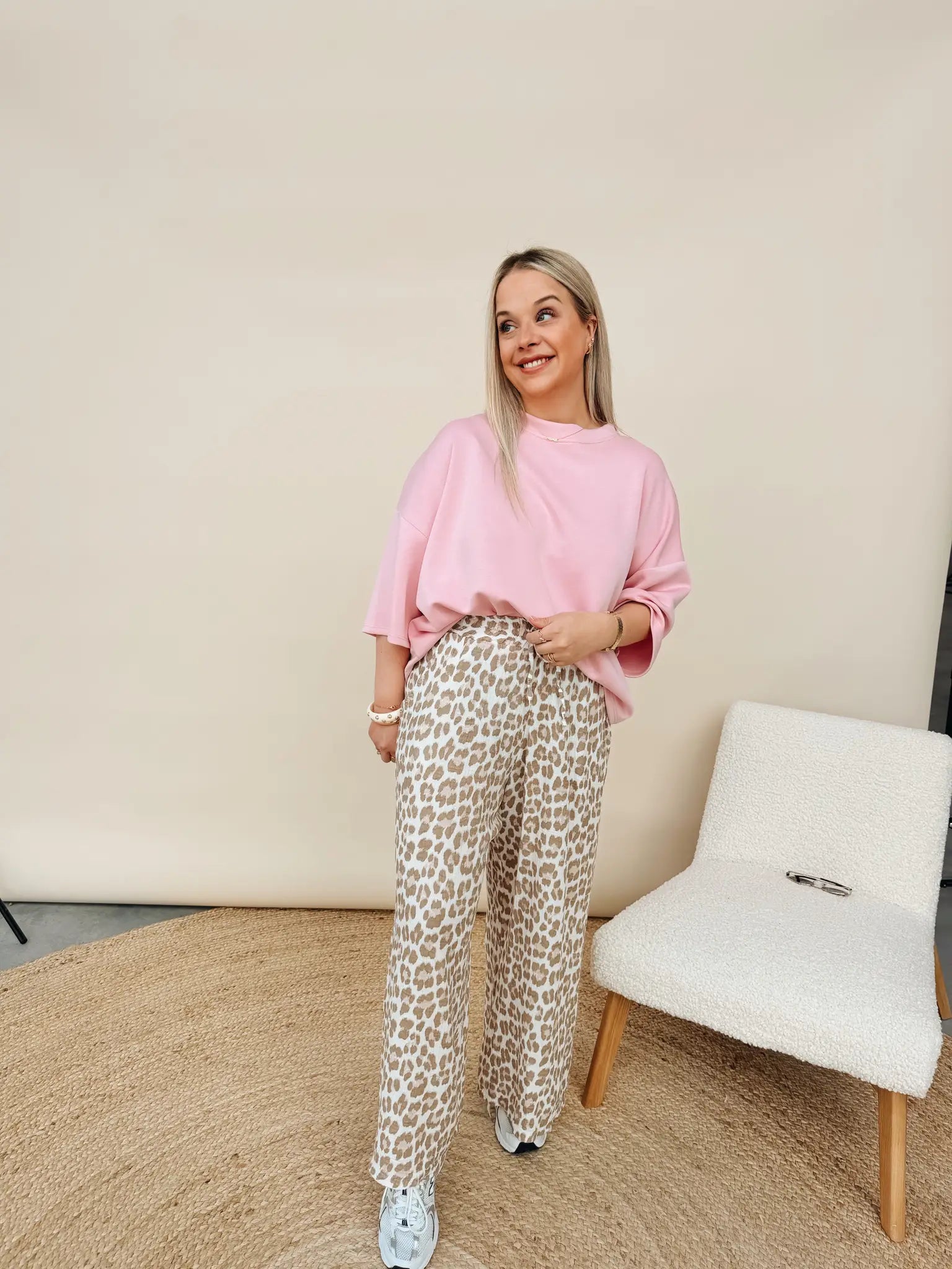 Nour Leopard Pantalon Beige