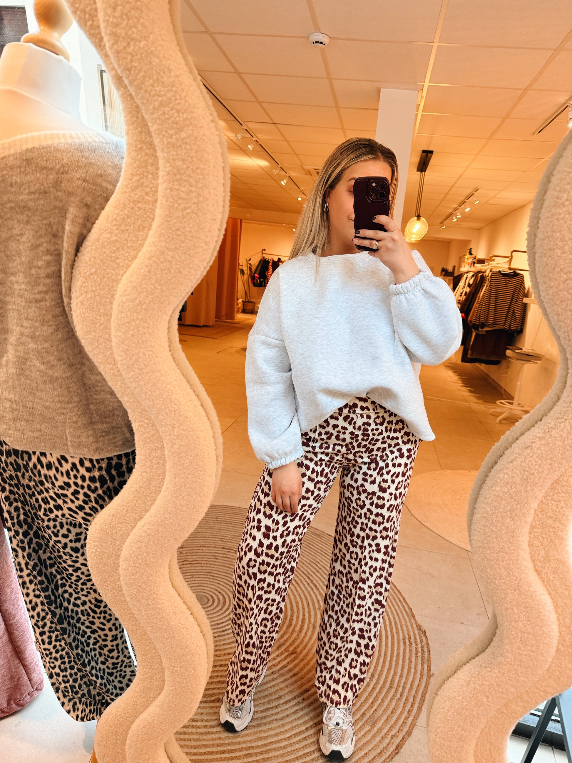 Luca Leopard Pantalon Burgundy