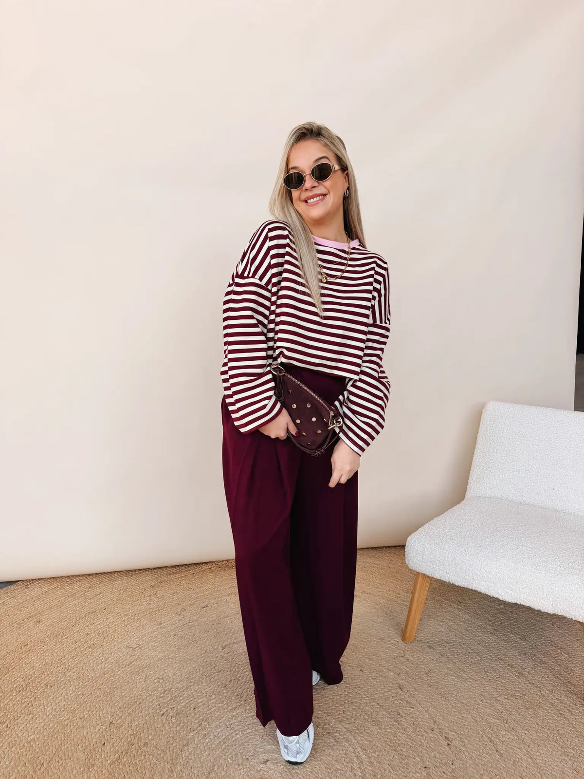 Isabelle Striped Shirt Bordeaux/Roos