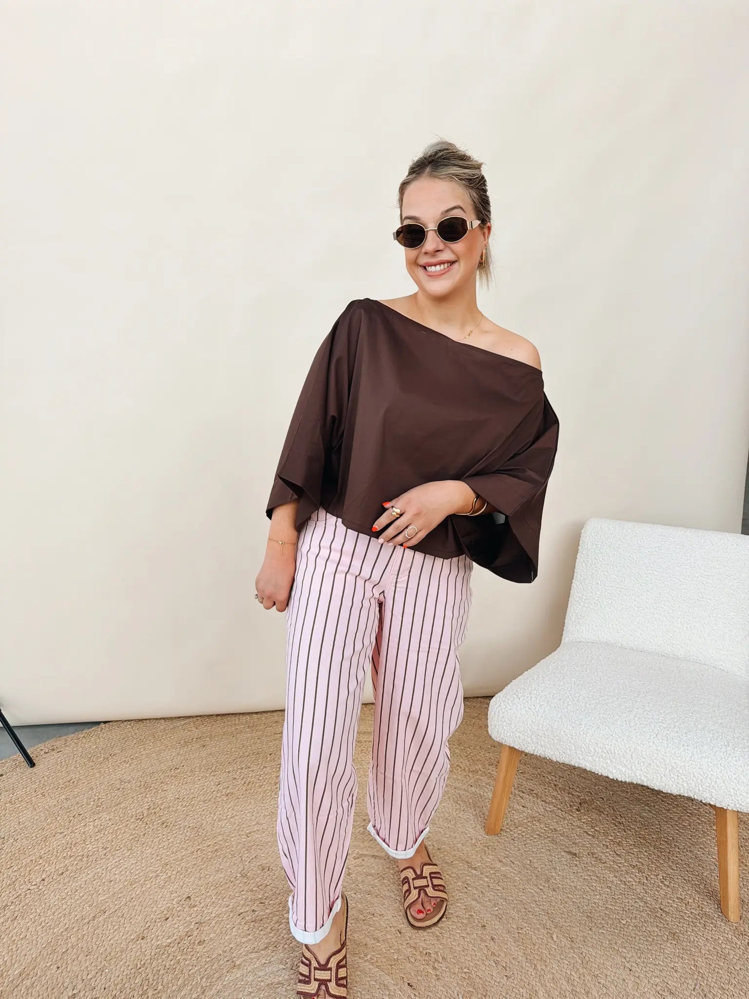 Lucienne Striped Balloon Jeans Rose