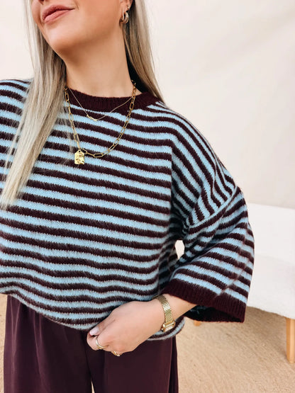 Alexandrine Knit Blauw/Bordeaux