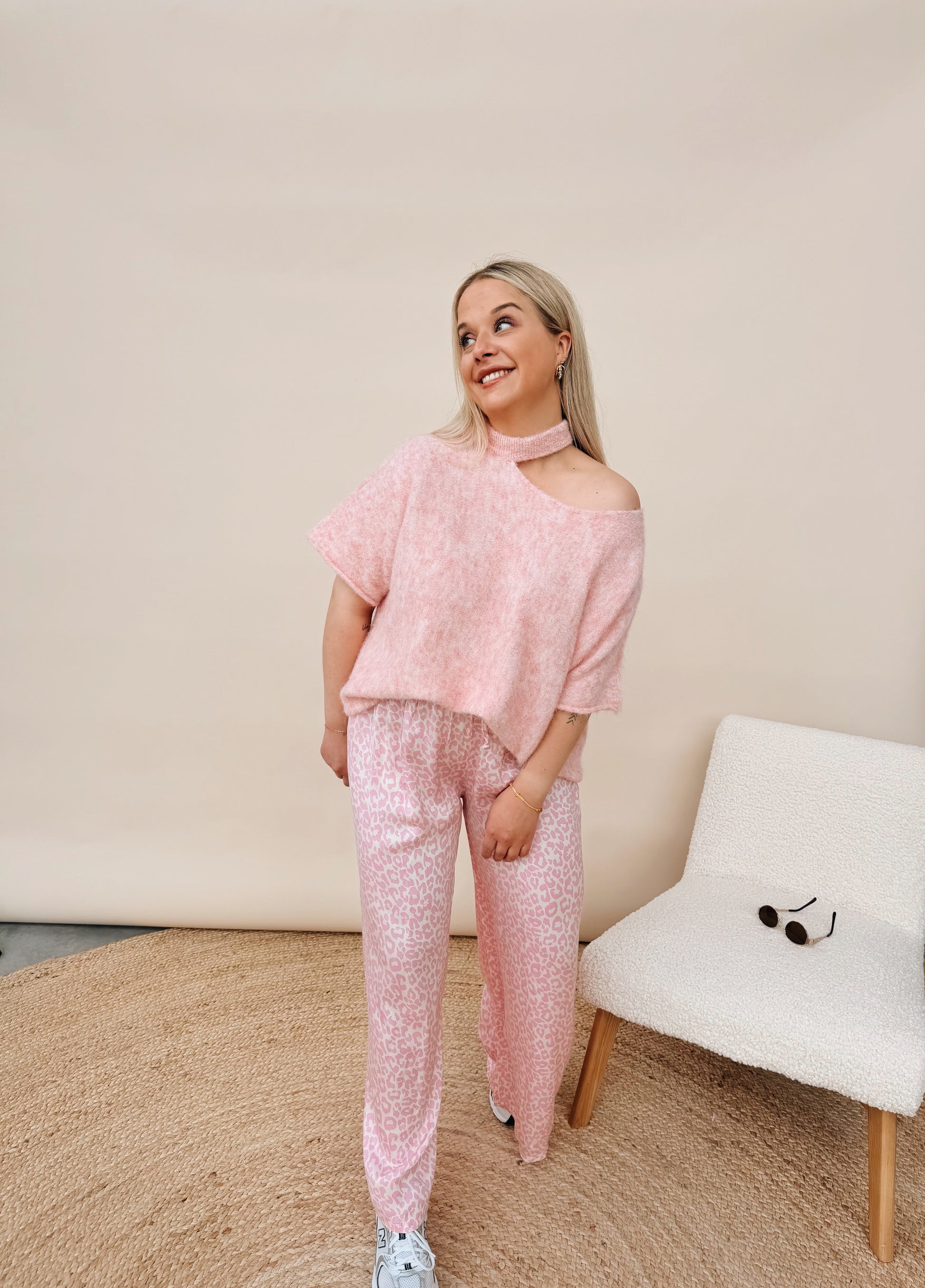Babs Leopard Pantalon Roze