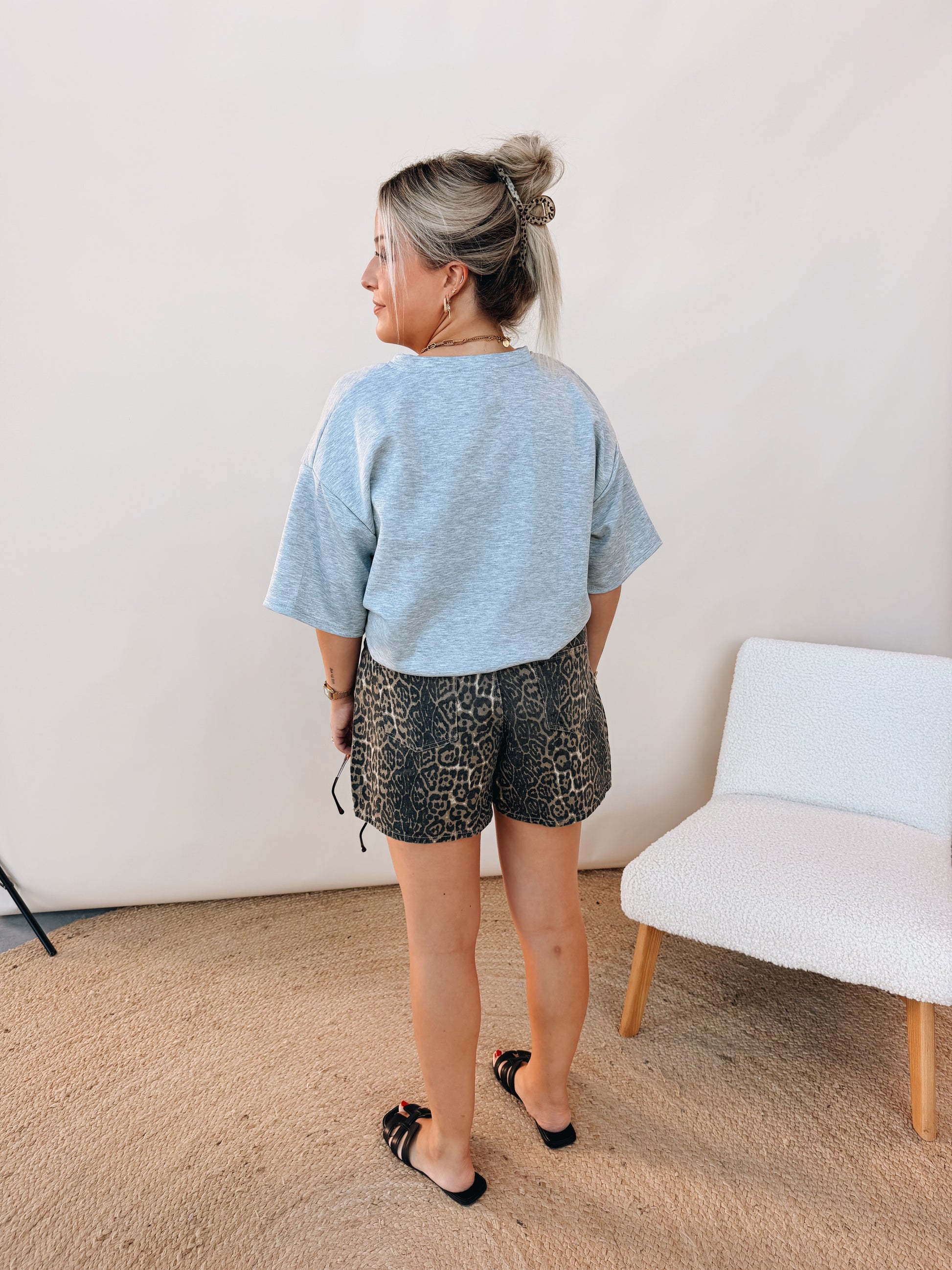 Josephine Leopard Jeans Skort
