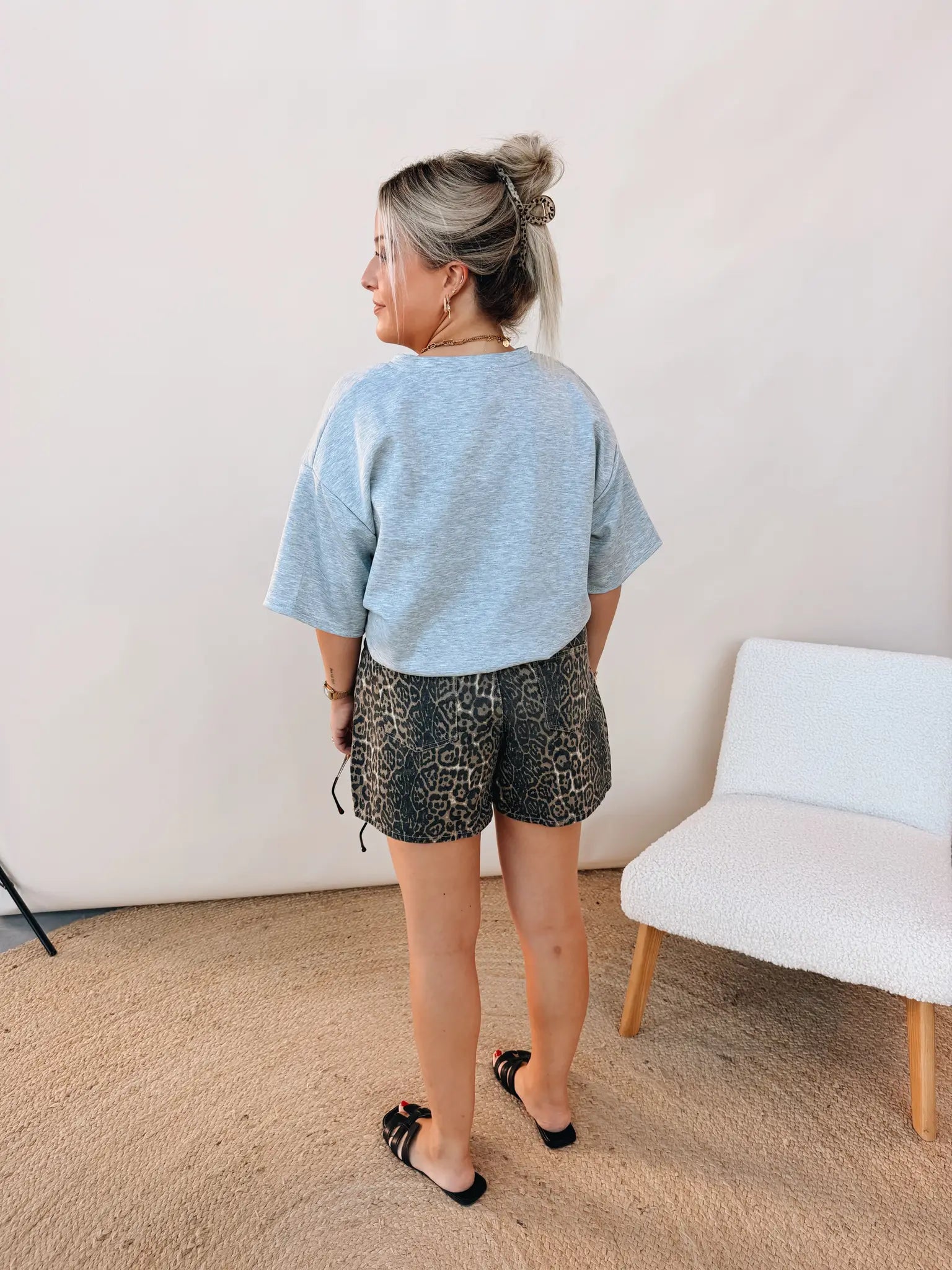 Josephine Leopard Jeans Skort