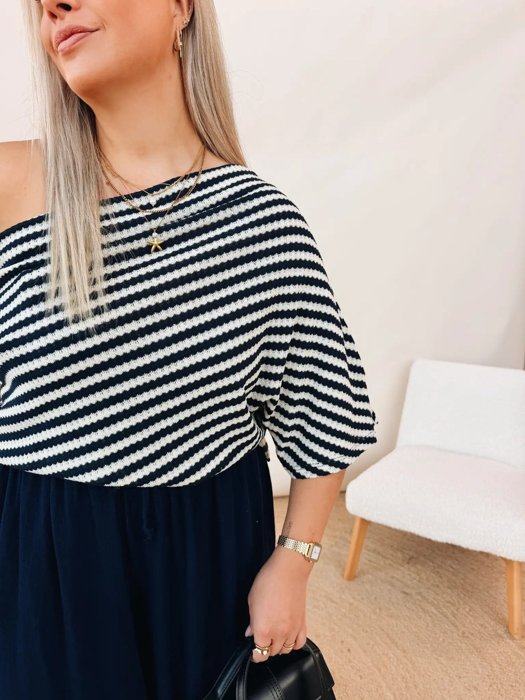 Lilly Top Marineblauw/Ecru