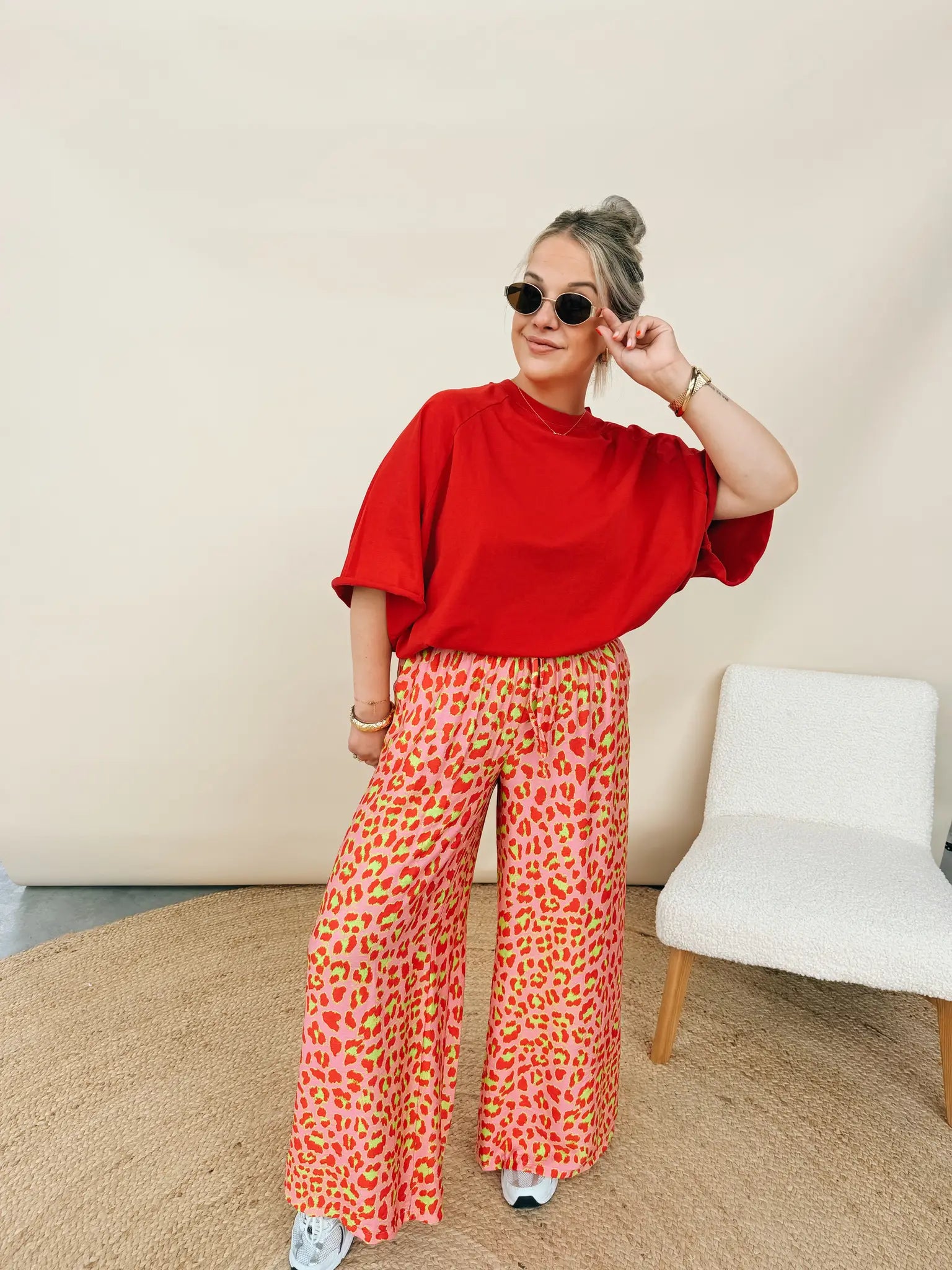 Valerie Leopard Pantalon Rood