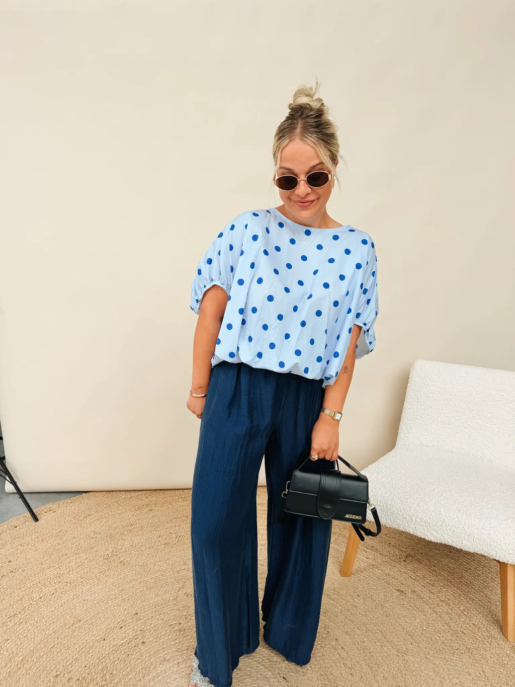 Odette Dot Top Babyblauw/Kobaltblauw