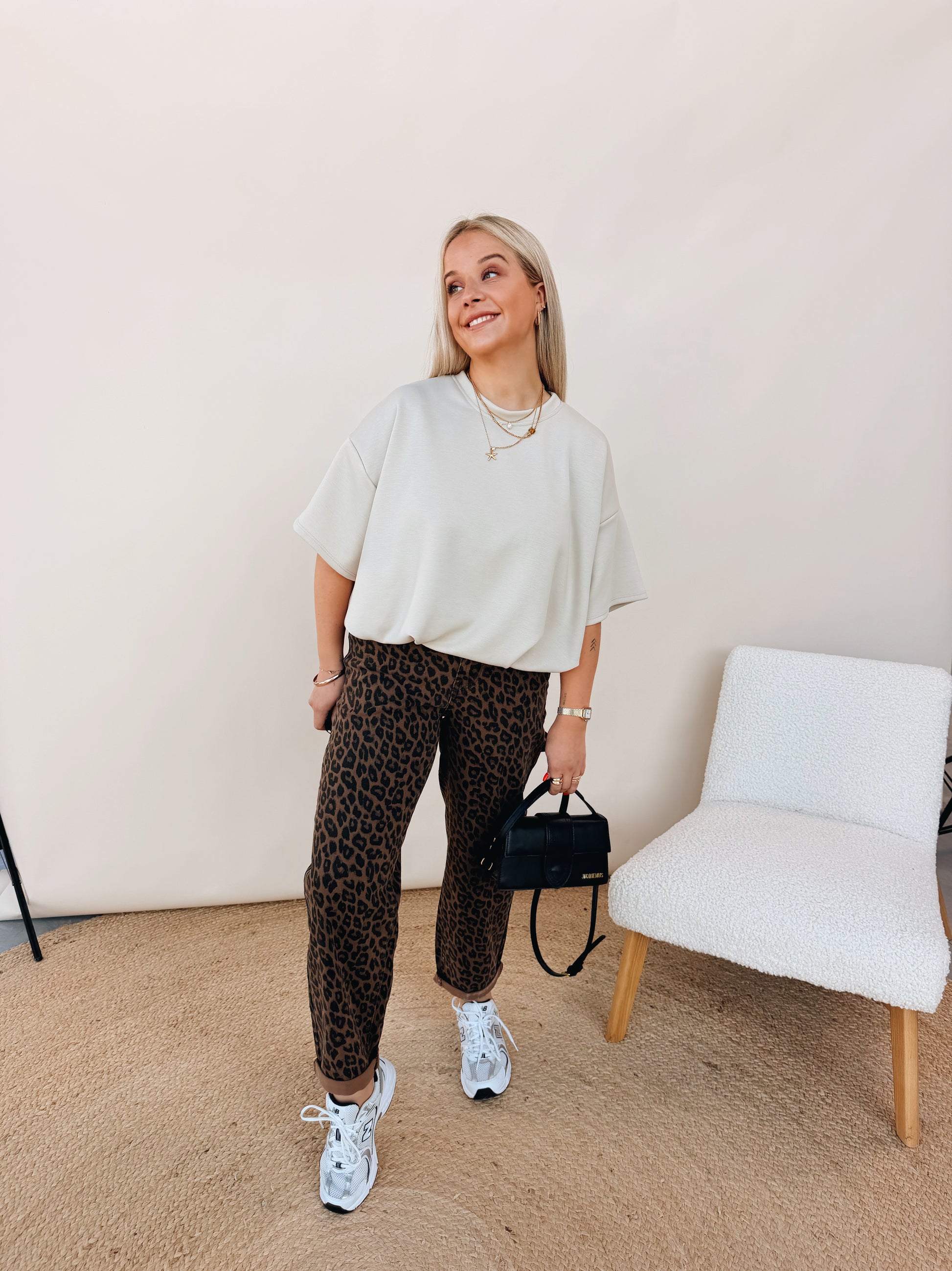 Milae Leopard Cargo Barrel Jeans