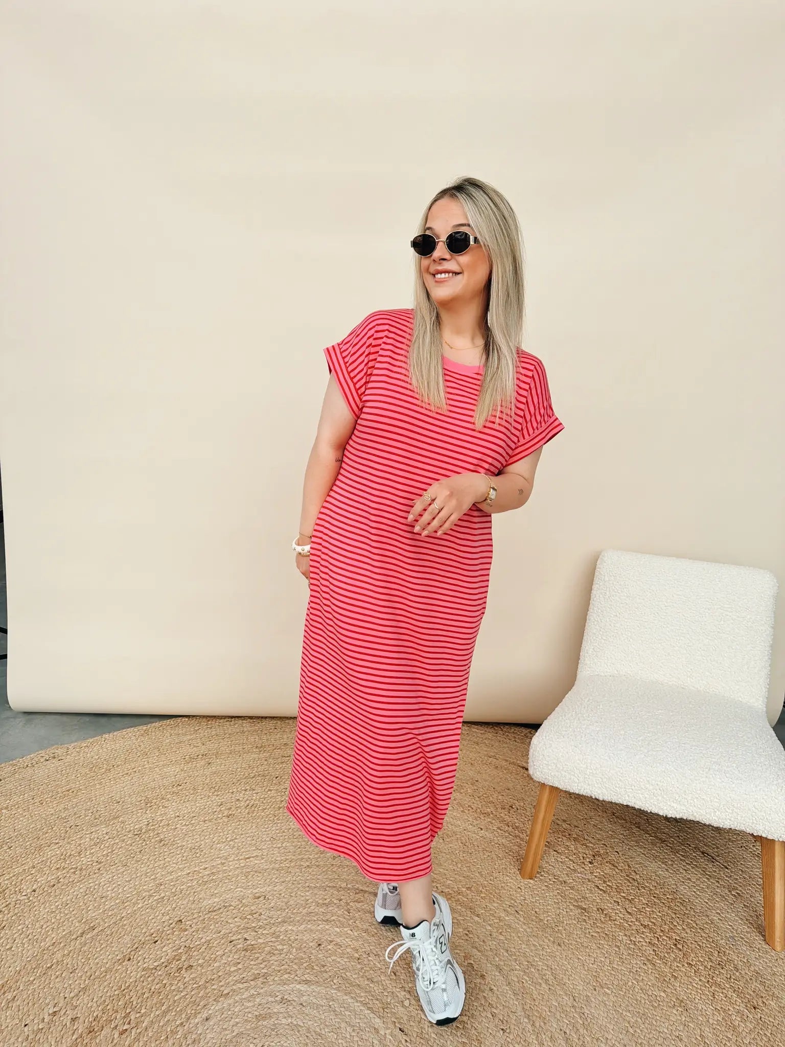 Joy Striped Dress Fuchsia