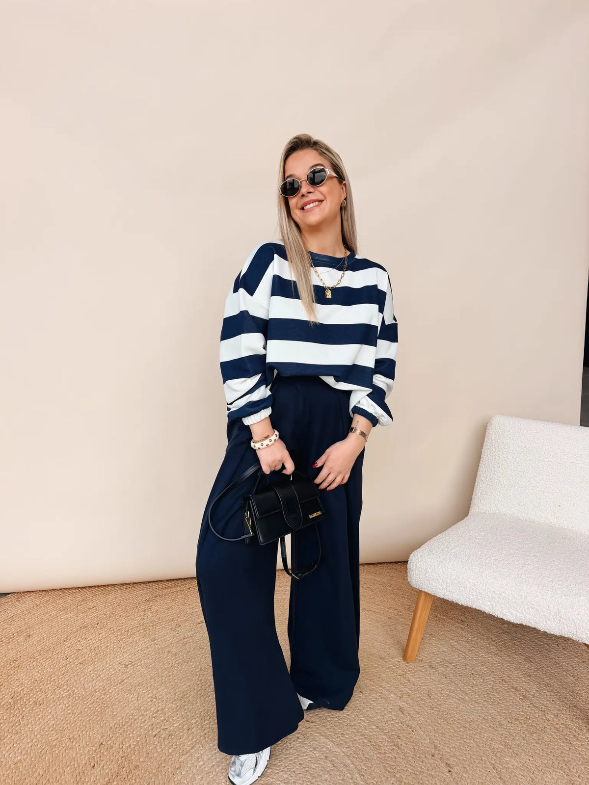 Evelyne Striped Sweatshirt Navy