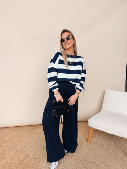 Evelyne Striped Sweatshirt Navy