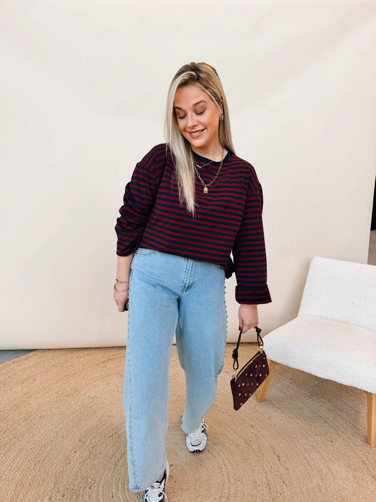 Isa Top Navy/Bordeaux