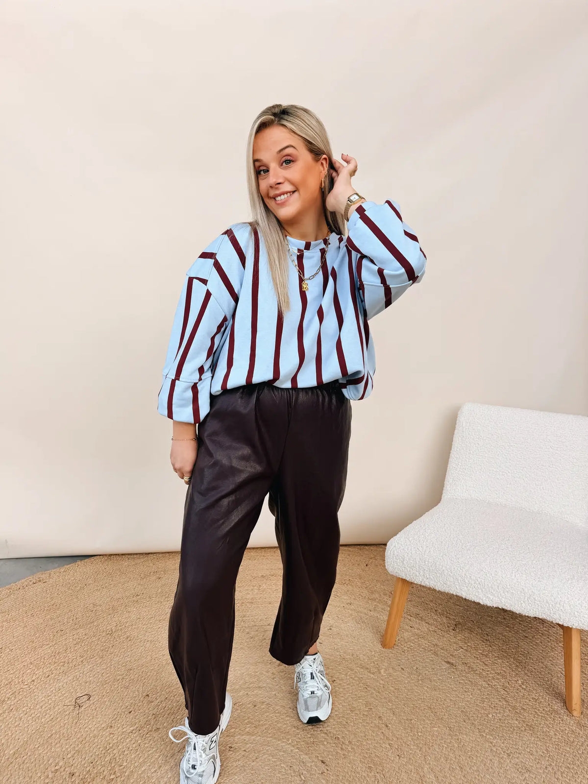 Blanche Sweatshirt Bordeaux/Babyblauw