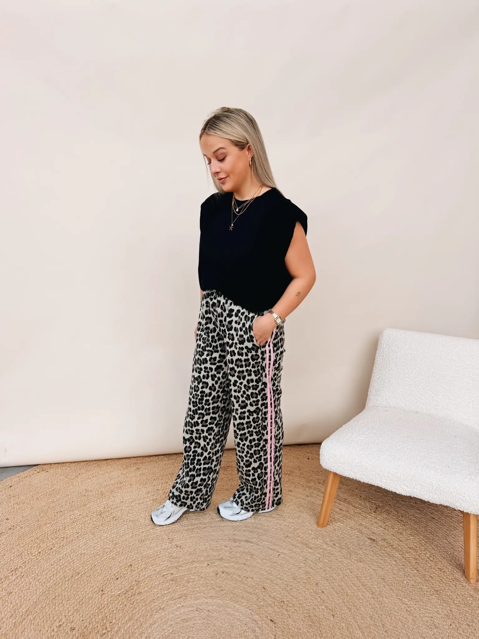 Leopard Pantalon Rose Striped
