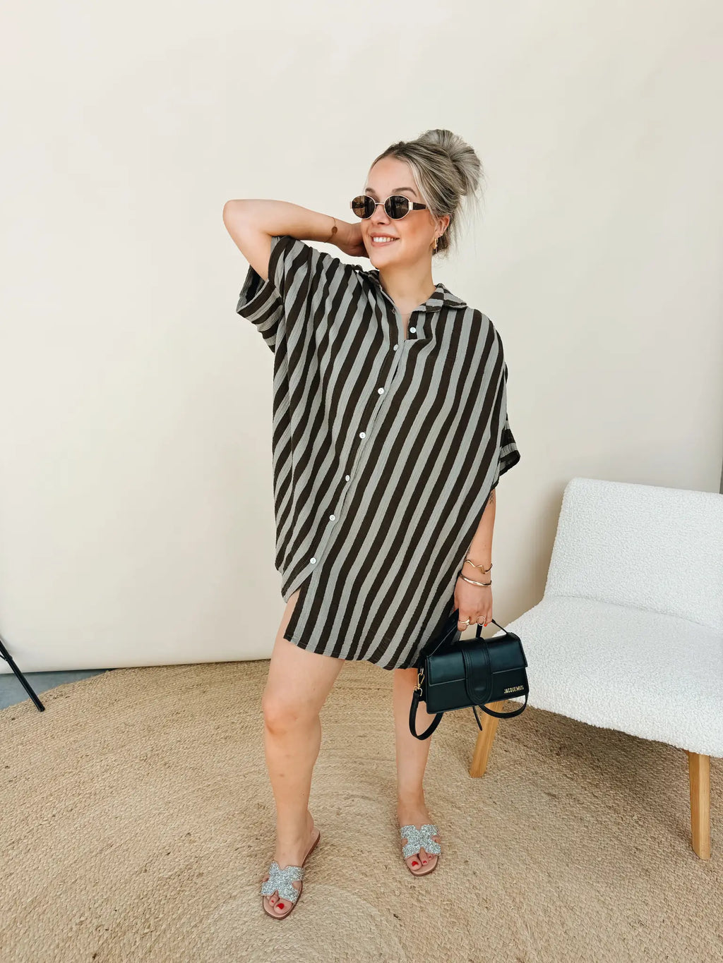 Charlotte Striped Jurk Choco