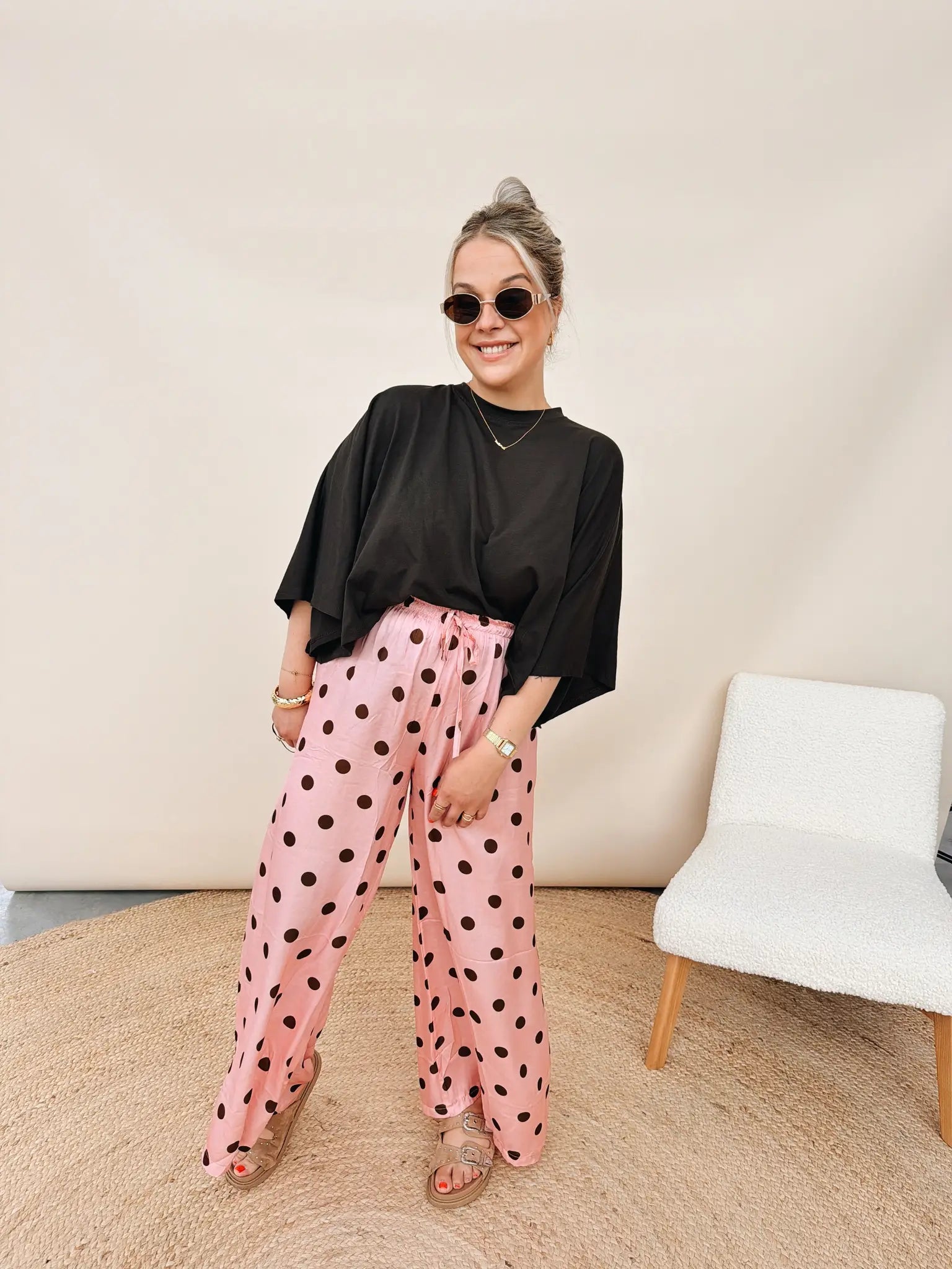 Marilou Dot Pantalon Rose/Choco