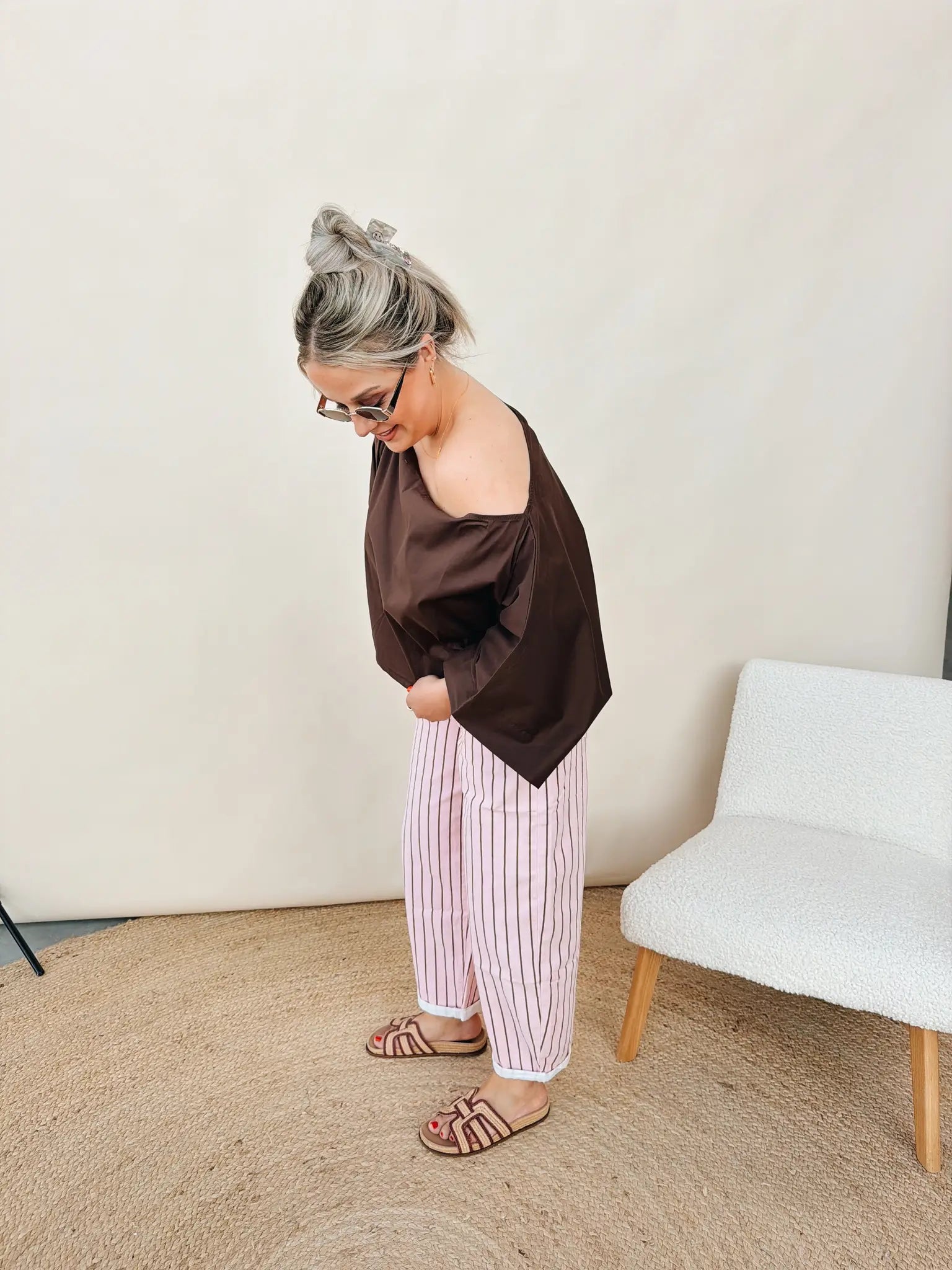 Lucienne Striped Balloon Jeans Rose