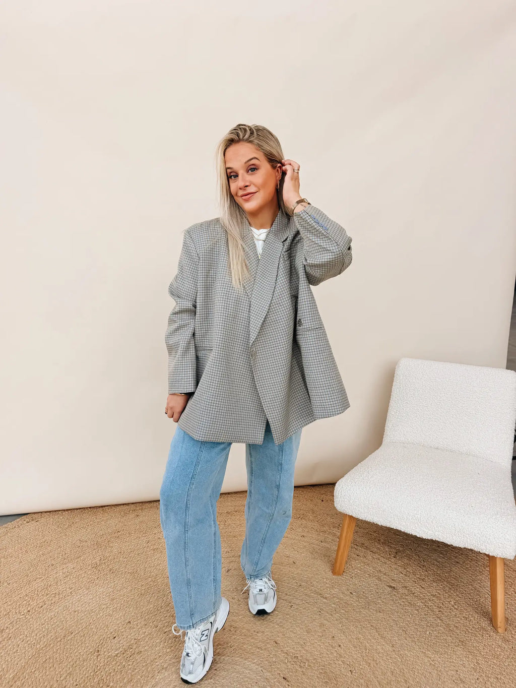 Oversized Blazer Blue Plaid
