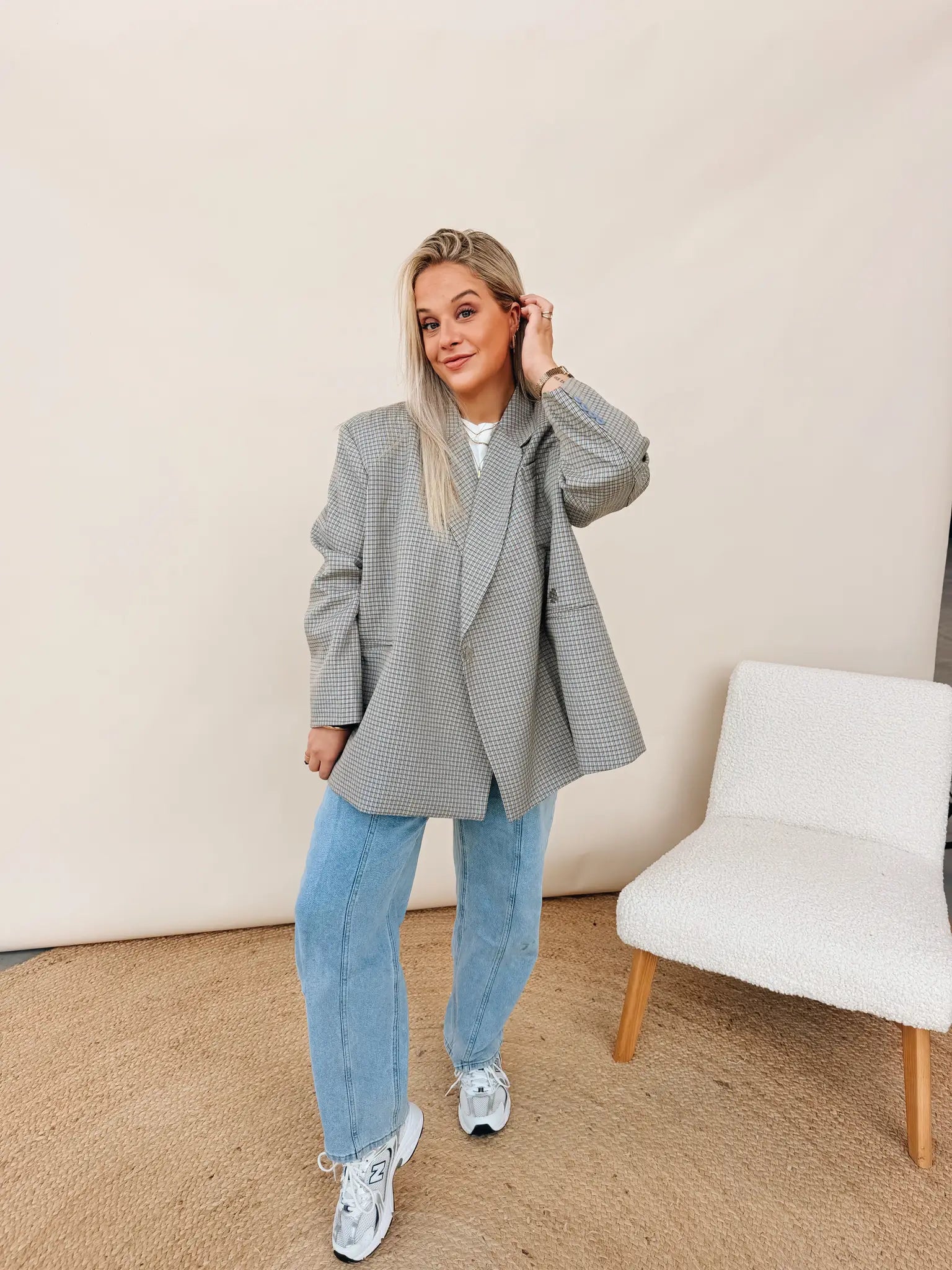 Oversized Blazer Blue Plaid