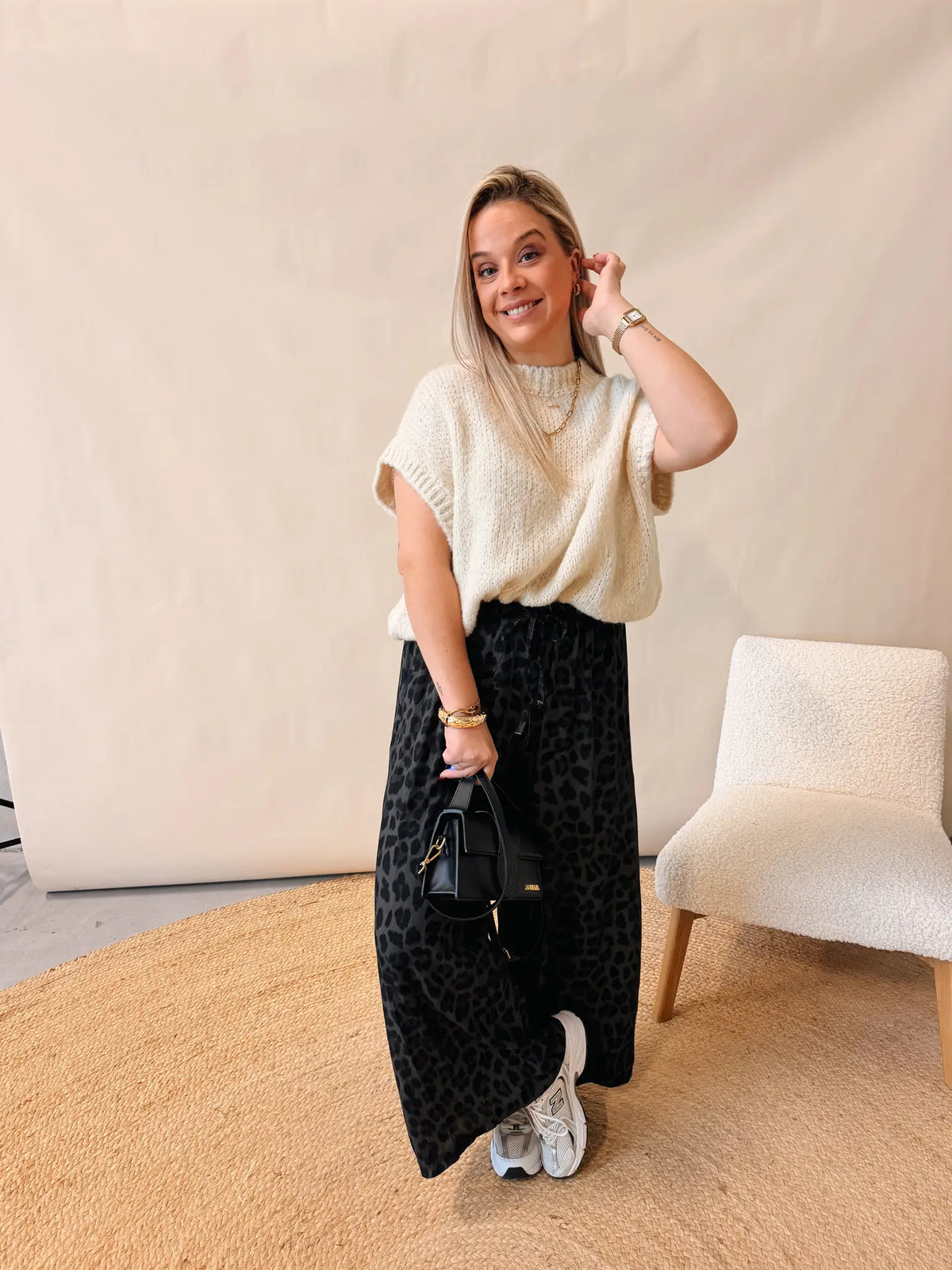 Sezanne Leopard Pantalon Zwart
