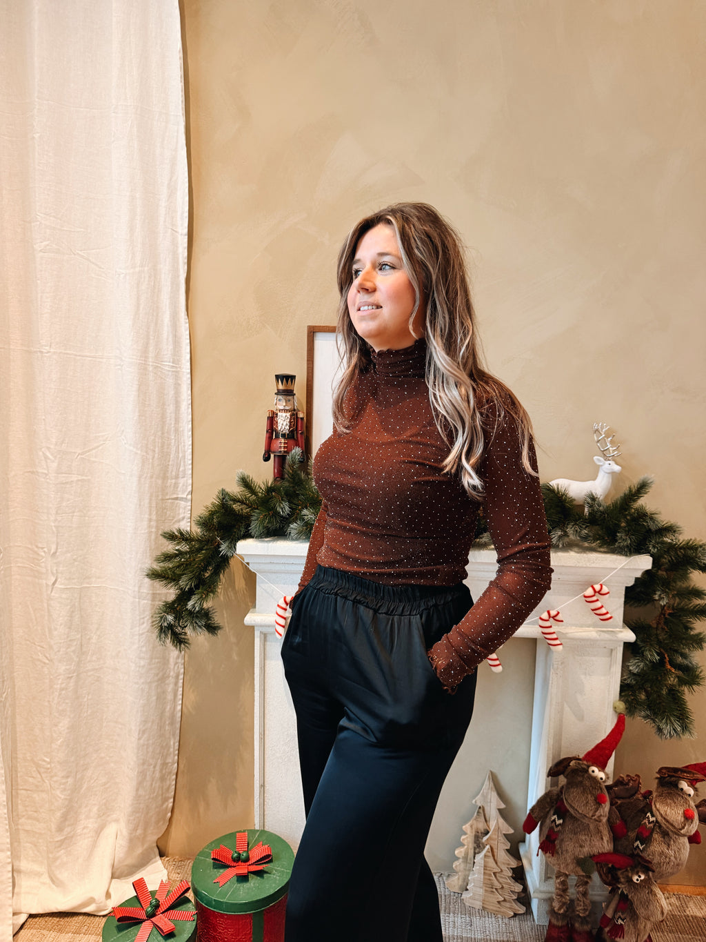 Sien Strass Top Choco