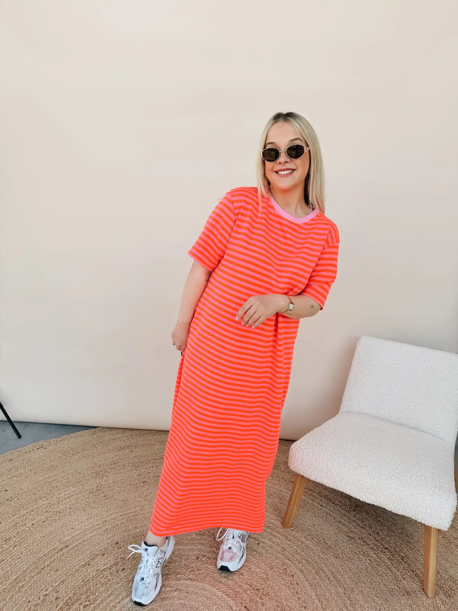 Ines Striped Dress Oranje